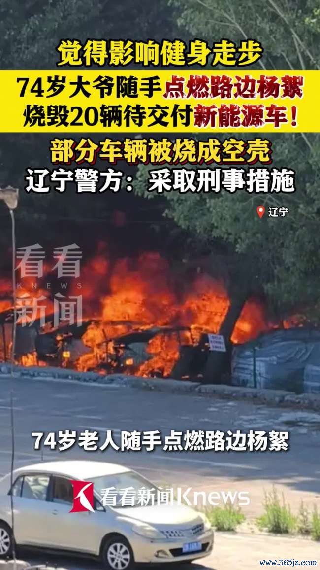 老东谈主烧杨絮引燃20辆汽车