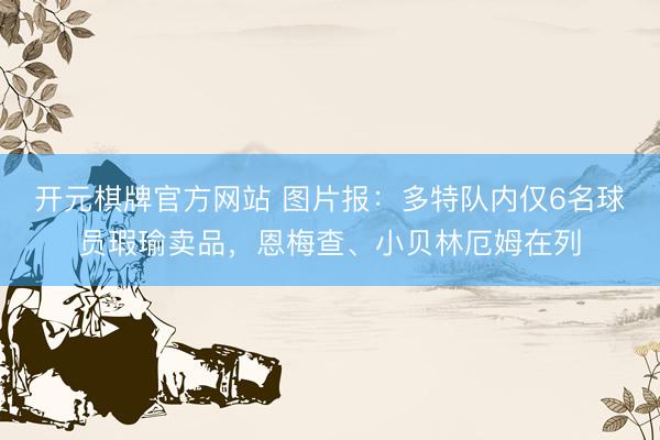 开元棋牌官方网站 图片报：多特队内仅6名球员瑕瑜卖品，恩梅查、小贝林厄姆在列