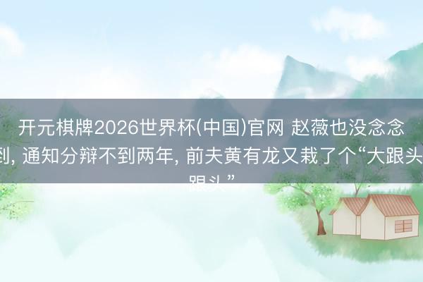 开元棋牌2026世界杯(中国)官网 赵薇也没念念到， 通知分辩不到两年， 前夫黄有龙又栽了个“大跟头”