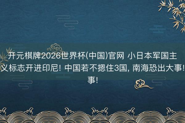 开元棋牌2026世界杯(中国)官网 小日本军国主义标志开进印尼! 中国若不摁住3国， 南海恐出大事!